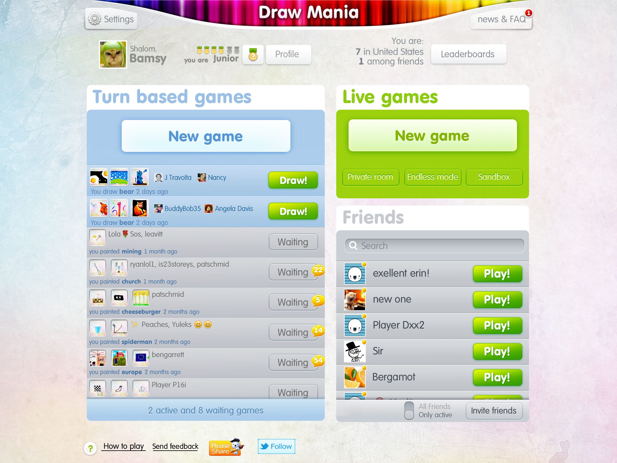 Main menu